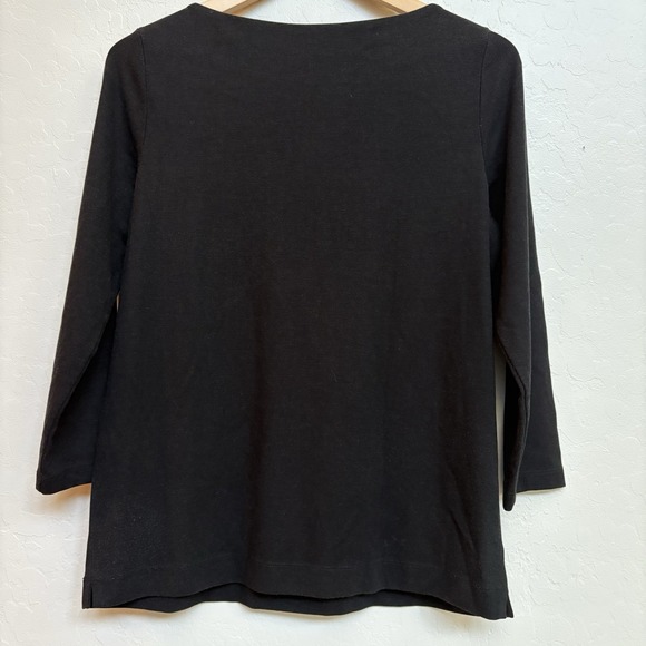 J. Mclaughlin Black Bainbridge Fabric Black 3/4" Floral‎ Vines Print Shirt Med - Picture 5 of 10